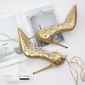 Size 44 Ankle <b>Lace</b> <b>up</b> Women Cut Out Dress Shoes Sexy Hollow Out Stiletto Sandals Summer <b>Pumps</b> - Product Image 3