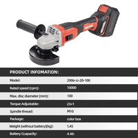 DEVON 2906-Li-20-100 Vente en gros d'usine Meuleuse d'angle miniature sans fil professionnelle au lithium électrique 20v