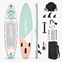 Planche de paddle gonflable portable OEM 320 cm tout usage en PVC double couche pour adultes avec trois ailerons pour les excursions sur eau calme