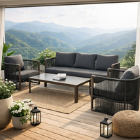 Ensemble de canapés en rotin Meiqi pour patio extérieur moderne avec table, imperméable et résistant aux UV, pour jardin, balcon, terrasse et salon