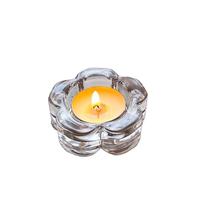Support de bougie en verre à base épaisse, design parfait, vente en gros, forme de fleur, forme d'étoile, formes irrégulières