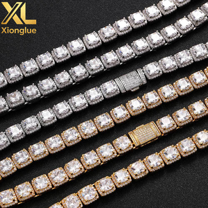 สร้อยคอเทนนิสแบบยูนิเซ็กซ์ OD 10 มม./12 มม. ประดับลูกปัดทอง 18K ร้อยเป็นเส้นตรง พร้อมจุดประดับเพชรซิร์คอน วัสดุทองแดง - Product Image 5