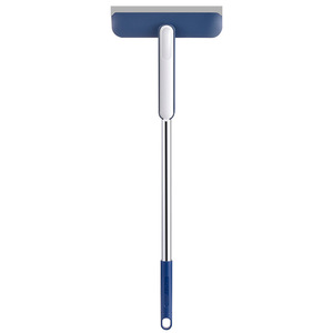 Multi Functional Glass <b>Scraper</b> Double Sided <b>Cleaning</b> Brush With Long Handle For Home Glass <b>Cleaning</b> White And Blue Microfiber - Product Image 5