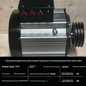 เครื่องกำเนิดไฟฟ้าสามเฟส 30KW 380V แบบอะลูมิเนียมหล่อขึ้นรูป IP54 ฉนวน H ขดลวดทองแดง 100% แม่เหล็กถาวรแบบไร้แปรงถ่าน EDF-30 - Product Image 6