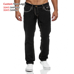 Jean en denim bleu taille mi-haute OEM, en coton uni, déchiré, coupe slim, extensible, personnalisé, style streetwear, léger, respirant, décontracté, pantalon croisé - Product Image 2