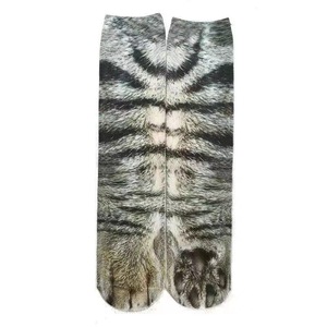 Chaussettes mi-mollet décontractées à motif de patte d'animal 3D, imprimé dessin animé animal par transfert thermique, désodorisantes, amusantes et créatives, design <span class=keywords><strong>sabot</strong></span> de patte, <span class=keywords><strong>pour</strong></span> adultes, motifs chat et chien - Product Image 5