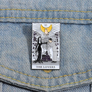 32 Stile Tarot Emaille-Anstecknadeln Maßgefertigte Sonne Mond Sterne Gothic Skelett Broschen Reversnadeln Taschen-Punk Dark Witch Pins für Kinder - Product Image 3