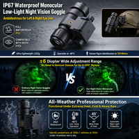 Infrared Tactical Night Vision Monocular GEN2 Plus FOM1600 300g Lightweight Helmet Mounted NVG 1KM Distance for Hunting