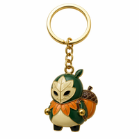 Porte-clés émaillé personnalisé Esprit de la Forêt d'Automne, plaqué or de qualité supérieure, motif feuille, masque et animal, souvenir pour cadeau et collection