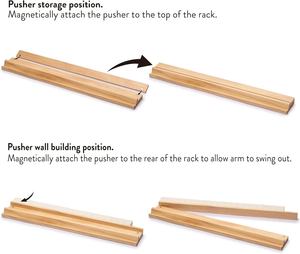 Supports de Mahjong en bois de pin naturel avec poussoirs - Product Image 6