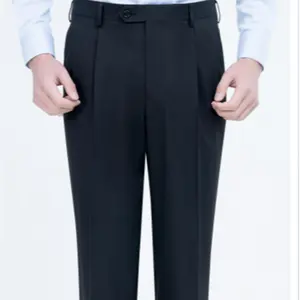 Pantalone da uomo OEM su misura Solid Slim Fit Business Formal Pure wool Gentlemen pantalone lungo pantalone di fascia alta