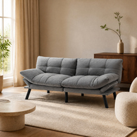 Canapé convertible gris avec accoudoirs réglables, canapé-lit pliable pour salon, vente en gros, fourniture d'usine