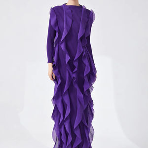 Abito <span class=keywords><strong>da</strong></span> <span class=keywords><strong>sera</strong></span> <span class=keywords><strong>da</strong></span> banchetto di fascia alta con pieghe <span class=keywords><strong>da</strong></span> donna abito lungo irregolare con volant di <span class=keywords><strong>grandi</strong></span> dimensioni personalizzato - Product Image 1