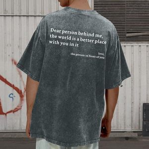 เสื้อยืดโอเวอร์ไซส์ผู้ชาย FOXA ลายกราฟิกวินเทจ You Are Enough สร้างแรงบันดาลใจ แขนสั้น ผ้าคอตตอนเจอร์ซีย์ 100% - Product Image 3