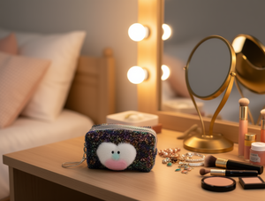 Portamonete a Forma di Cuore con Paillettes e Cinturino da Polso per Donna - Product Image 2