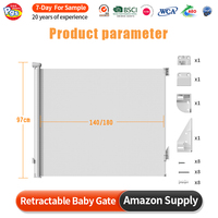 PRODIGY SG027 Barrière de sécurité rétractable pour bébé, usage intérieur, ouverture à 180 degrés, utilisation à une main, pour escaliers et animaux domestiques