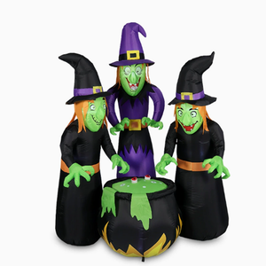 Decorazione Gonfiabile Personalizzabile per Halloween con Logo, Tre <span class=keywords><strong>Streghe</strong></span> Intorno al Calderone con Luci LED per Decorazioni Esterne - Product Image 1