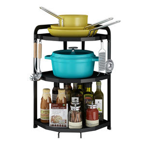 Estante de esquina para cocina, de varias capas, de acero negro, para almacenamiento de utensilios de cocina, organizador de condimentos para encimera - Product Image 2