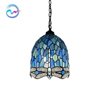 Lustre suspendu LED marocain rétro fait main en fer, abat-jour en verre bronze antique, taille moyenne, lampe de plafond suspendue