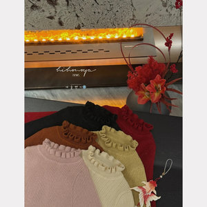 Tongxingyuan Knitted Sweater Solid Color Bubble Collar Thickening Soft Base Layer For Girls Winter Wear - Product Image 4