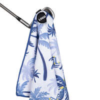 Serviette de golf en microfibre avec clip magnétique, motif palmier tropical, serviette de nettoyage avec logo personnalisé