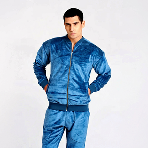 High Quality Vintage Streetwear Custom LOGO Stacked Tracksuit Men Stacked Pants With Zipper <b>Jacket</b> Set For Men / Women - Product Image 1