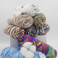 Kit de Tricot DIY en Fil Chenille Écologique Coton de Lait pour Débutants, Teint et Motif, Fil Volumineux 8 Brins pour Écharpes, Bonnets et Couvertures