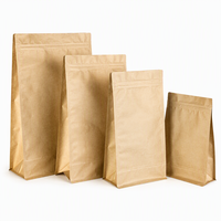 Sac d'emballage personnalisé en papier kraft doublé de feuille d'aluminium à fond plat pour les grains de café