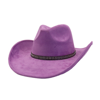Sombrero de Vaquero/a de Cristal con Pedrería para Desfile de Moda, Accesorio de Disfraz para Despedida de Soltera, Sombrero Fedora de Ante con Borde de 9.5cm