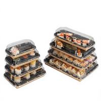 Vente en gros d'usine DINGYUN – Boîte en PET noire jetable, recyclable, de qualité alimentaire, auto-érectible, en papier kraft enduit de PE, écologique