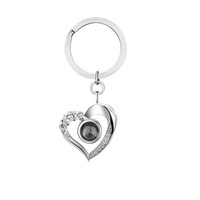 Foto projectie sleutelhanger roségoud hart sleutelhanger CZ verborgen foto gepersonaliseerd cadeau sleutelhanger