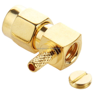 Conector RP para SMA de Ángulo Recto (R/A) Macho de 1 Puerto, Contactos de Aleación de Cobre y Berilio, Chapado en Oro, 5 Ohmios, 0-6 GHz para PCB RF