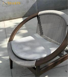 Sedia <span class=keywords><strong>da</strong></span> <span class=keywords><strong>Esterno</strong></span> di Lusso in Legno di Teak con Braccioli in Corda di Polipropilene, Arredamento <span class=keywords><strong>da</strong></span> Giardino per Patio e Balcone - Product Image 2