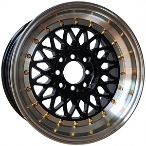 F66686 15 Inch 15x8 <strong>4x100</strong> 4x114.3 Aluminum Alloy <strong>Wheel</strong> Rim with Black Finish - Product Image 1
