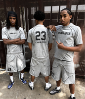 Ensemble de maillot de basket-ball personnalisé avec logo, t-shirt à manches courtes pour homme, short, impression du numéro 23, streetwear surdimensionné, ensemble de survêtement deux pièces