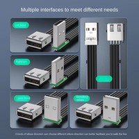 Kabel USB datar lembut konduktor tembaga bebas oksigen melengkung dalam sudut 90 derajat untuk keyboard mouse flash drive