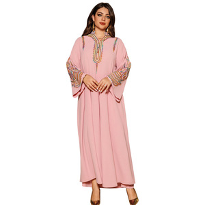 Kadın yeni bağımsız istasyon XXL işlemeli halat Abaya yüksek Polyester mütevazı rahat kazak elbise Robe orta doğu müslüman - Product Image 5