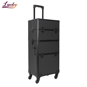 2-In-1 Rollende Make-Up Treinkoffer Met Grote Capaciteit Cosmetische Doos Met Wielen Van Hoge Kwaliteit Trolley Schoonheidskunstenaar Make-Up Case - Product Image 3