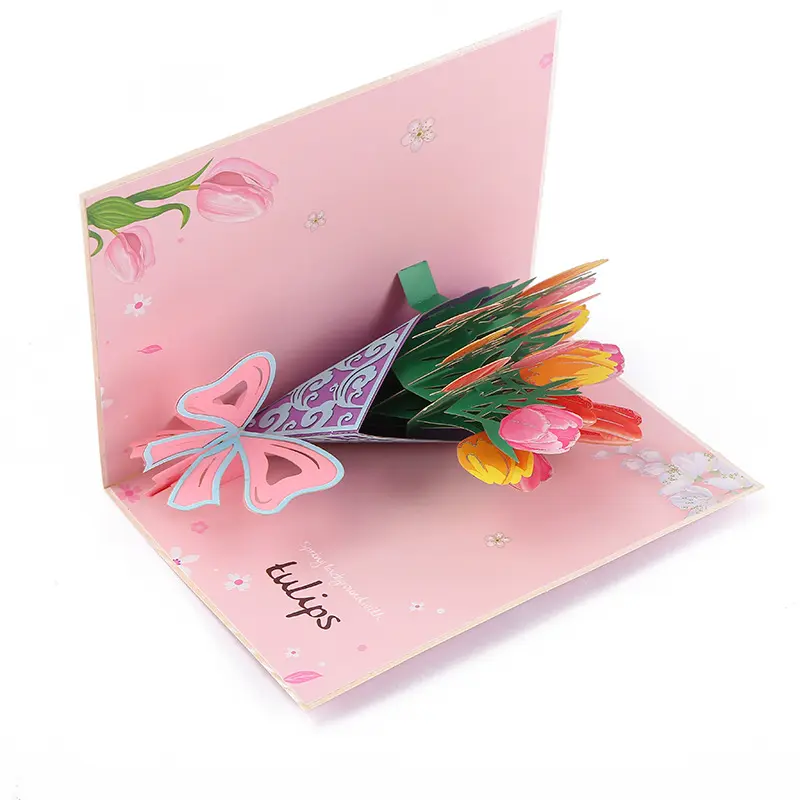 Cartões pop-up de papel fresco para sempre buquê de flores 4D flores para o dia das mães ideias para presentes para o dia das mães