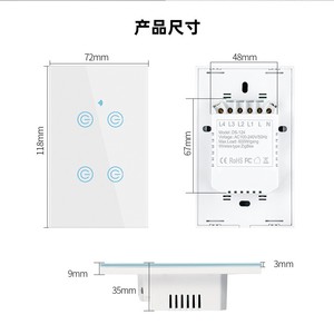 Interruptor inteligente WiFi Tuya, interruptor de pared estándar de EE. UU., Panel de vidrio de sincronización remota, impermeable, energía eléctrica, Control de voz, aplicación remota - Product Image 6