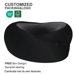 Oreiller de voyage en mousse à mémoire de forme pliable personnalisable, enveloppant, en forme de U, avec logo pour avion - Product Image 1