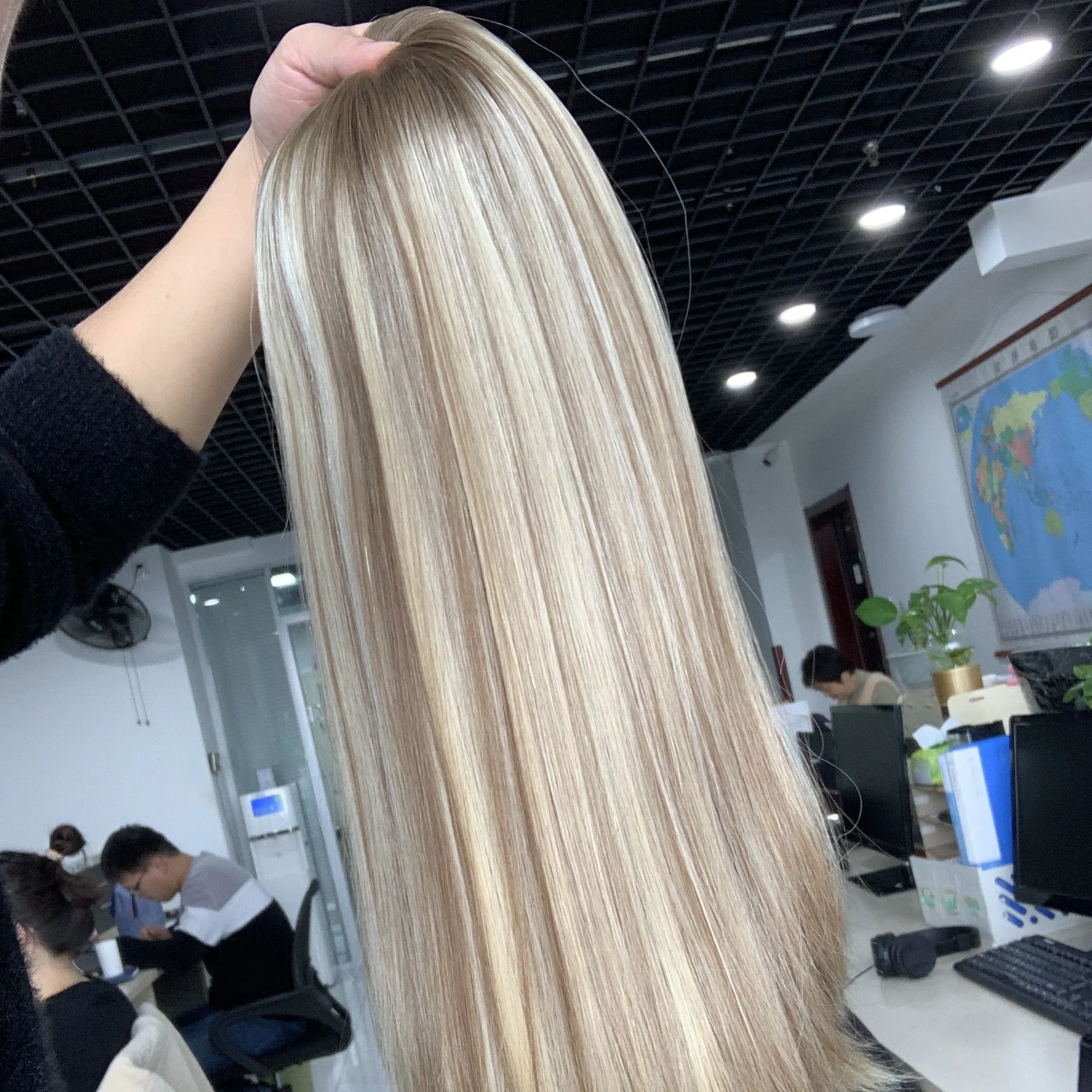 Stock Factory Supplier Highlights Blonde European Hair Silk Top Lace Top Jewish Kosher sheitel Wig Manufacture