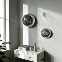 Boule disco en verre réfléchissant miroir, hémisphère, décoration murale autocollante, ensemble de trois pièces