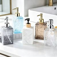 Flacon pompe carré de luxe en verre, rechargeable, pour shampoing et gel douche, idéal pour hôtels et maisons d'hôtes (vente en gros)