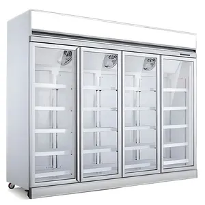 Congelador comercial Refrigerador de supermercado vertical de gran capacidad Refrigerador de exhibición de bebidas