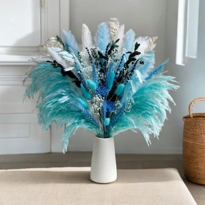 50 Pezzi di Erba della Pampa Essiccata |   Decorazione Nuziale Blu, Decorazione per Soggiorno con Piume di Canna, Ispirazione Nordica per Celebrità <span class=keywords><strong>Online</strong></span> - Product Image 1