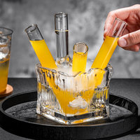 Ensemble de cocktails créatif en tubes à essai, seau à glace en verre texturé Glacier avec verres à whisky, kit de mixologie moléculaire pour bar, ensemble de shots en tubes à essai