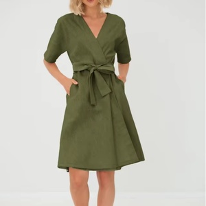 Vestido Maxi Talla Grande, Cintura Natural, Transpirable, Sostenible, Bordado, Plisado, con Lazos de Encaje, Antiestático - Product Image 1