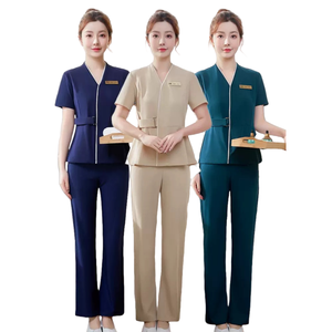 Divise Estive da Donna per Salone di Bellezza in Offerta Speciale, Uniformi Personalizzate Antirughe per Spa ed Estetiste, Divise per <span class=keywords><strong>Hotel</strong></span> di Grande Successo - Product Image 4