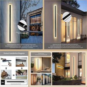 热销现代36w发光二极管线性灯门廊别墅和花园户外壁灯现代方形不锈钢底座 - Product Image 4